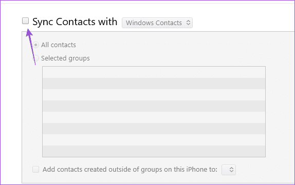 sync contacts with windows itunes windows pc