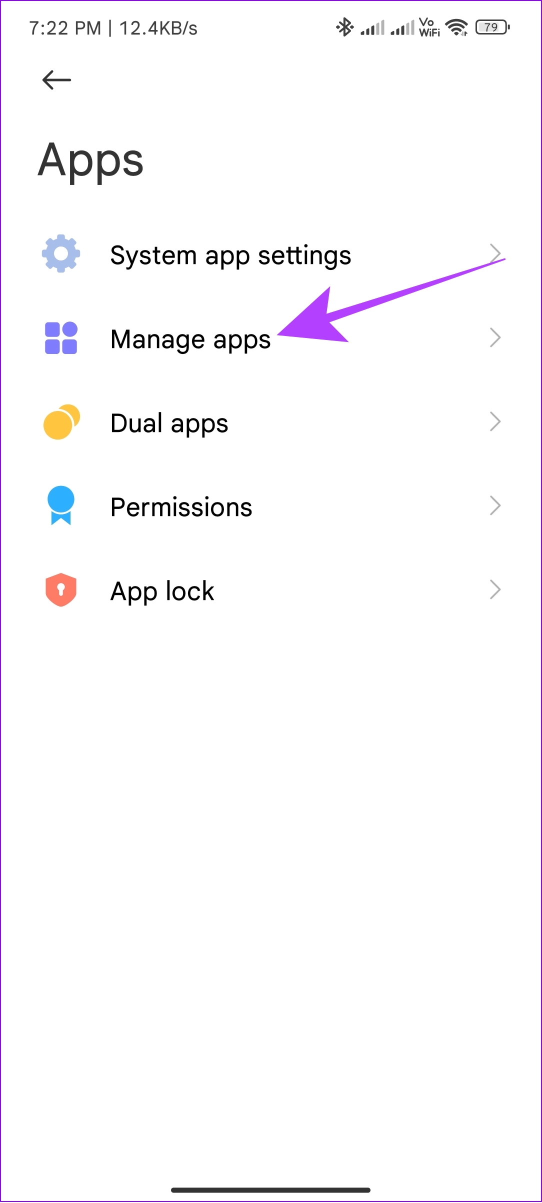 tap Manage Apps
