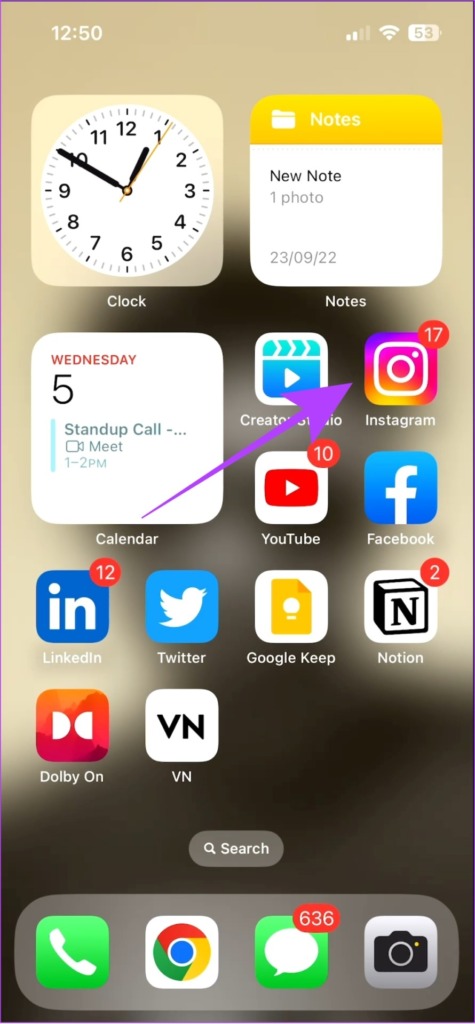 tap and hold Instagram on your home screen