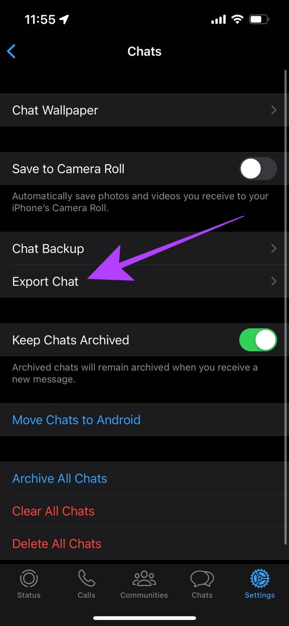 tap export chat