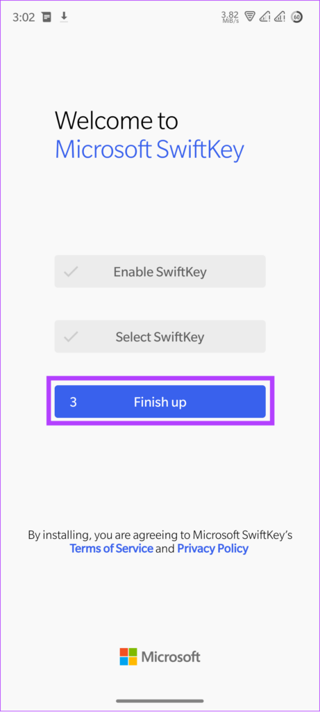 tap finish up to complete the process