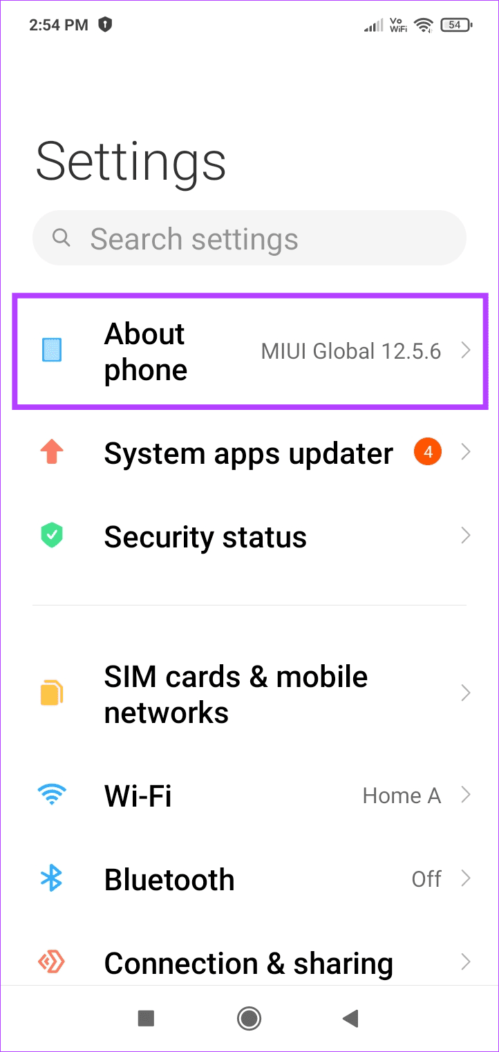tap on About phone 5