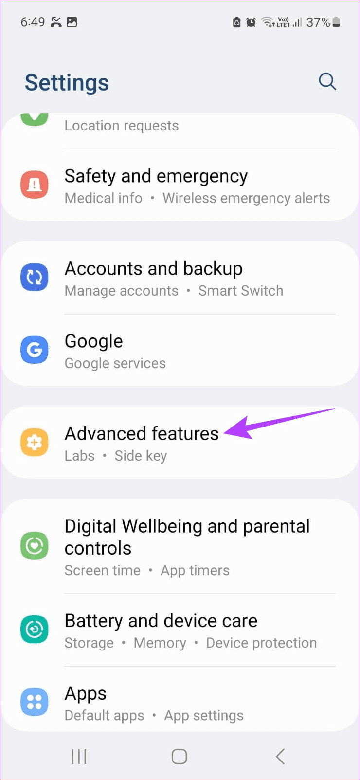 tap on Advanced features 1