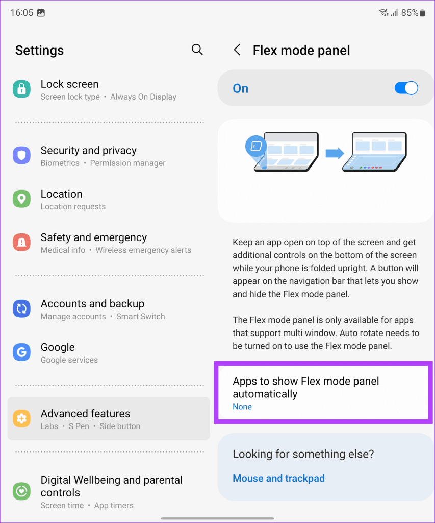 tap on Apps to show Flex mode panel automatically 1