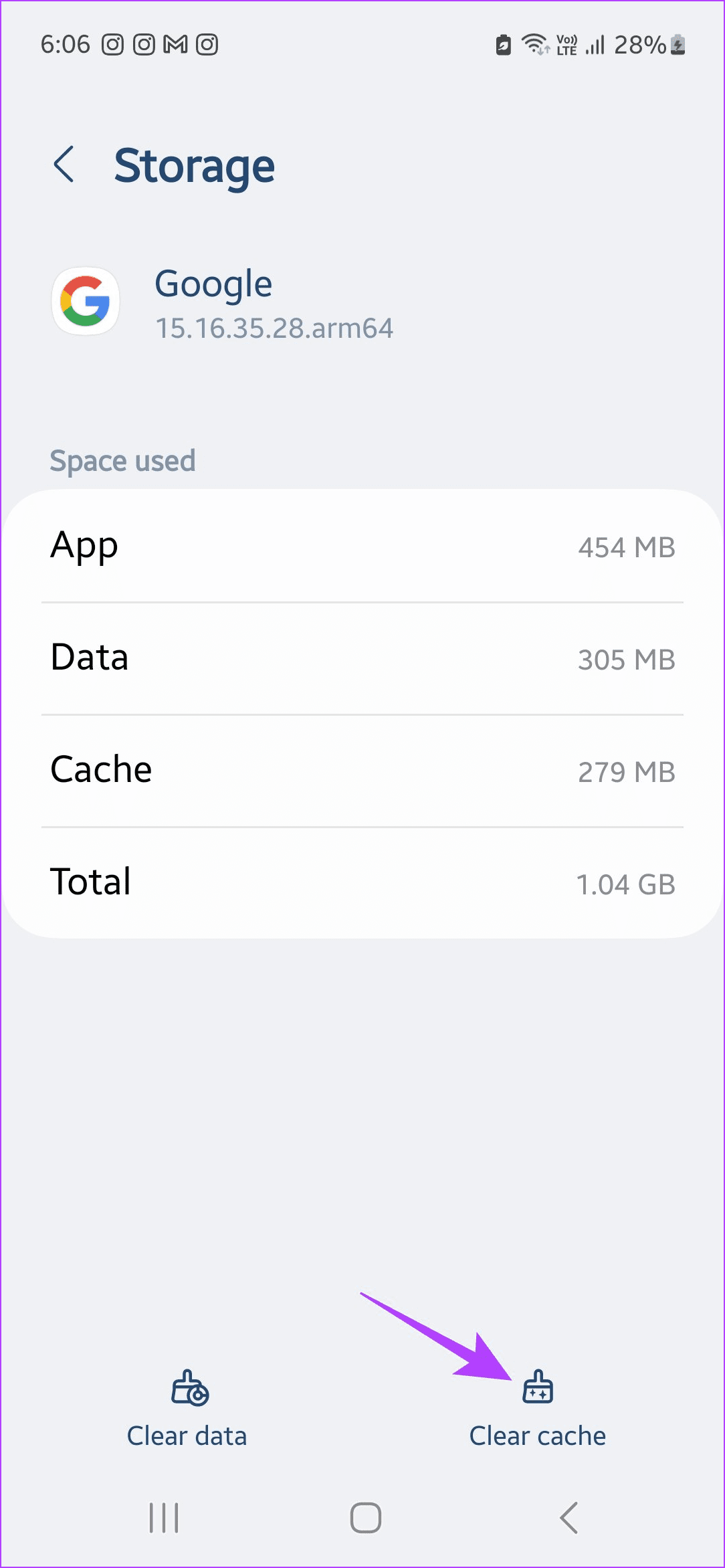 tap on Clear cache 14