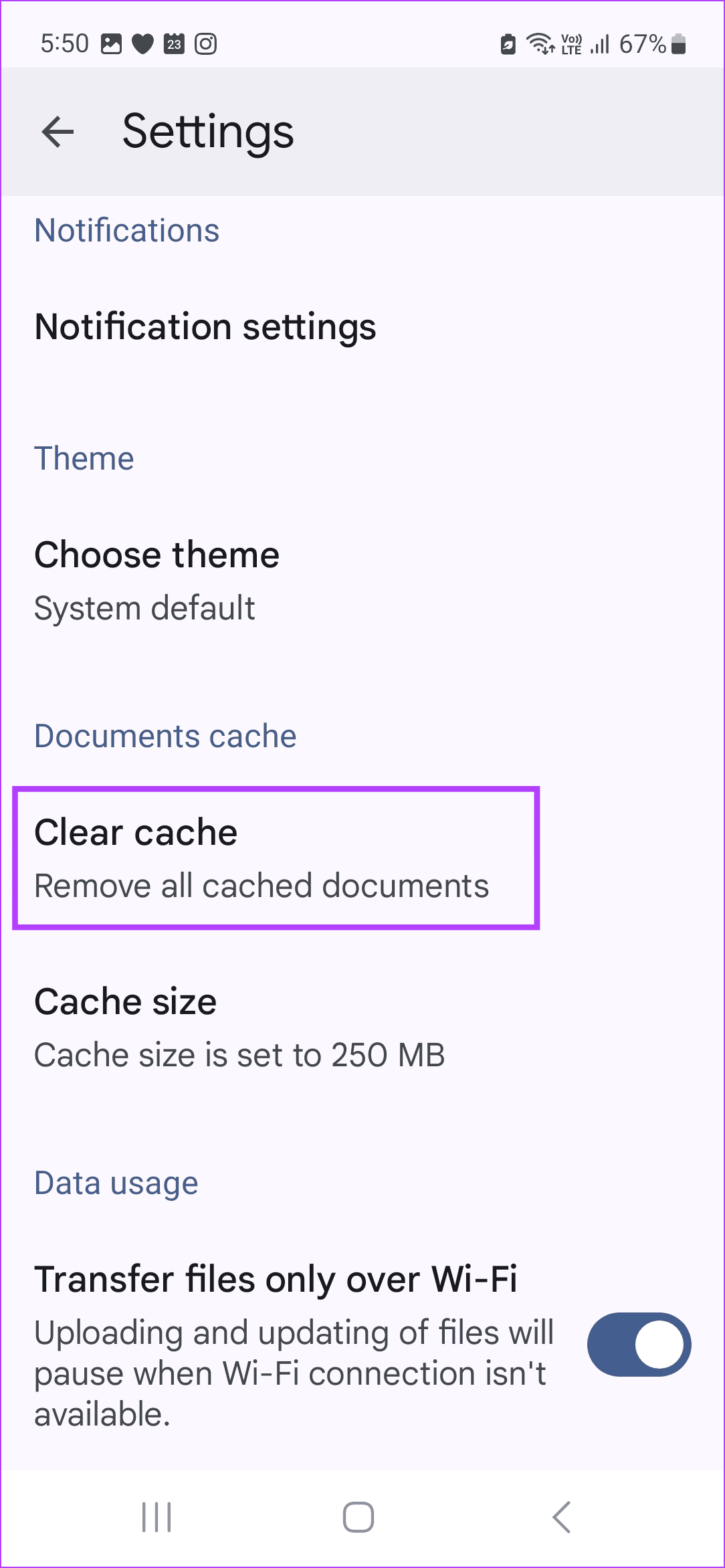 tap on Clear cache 21
