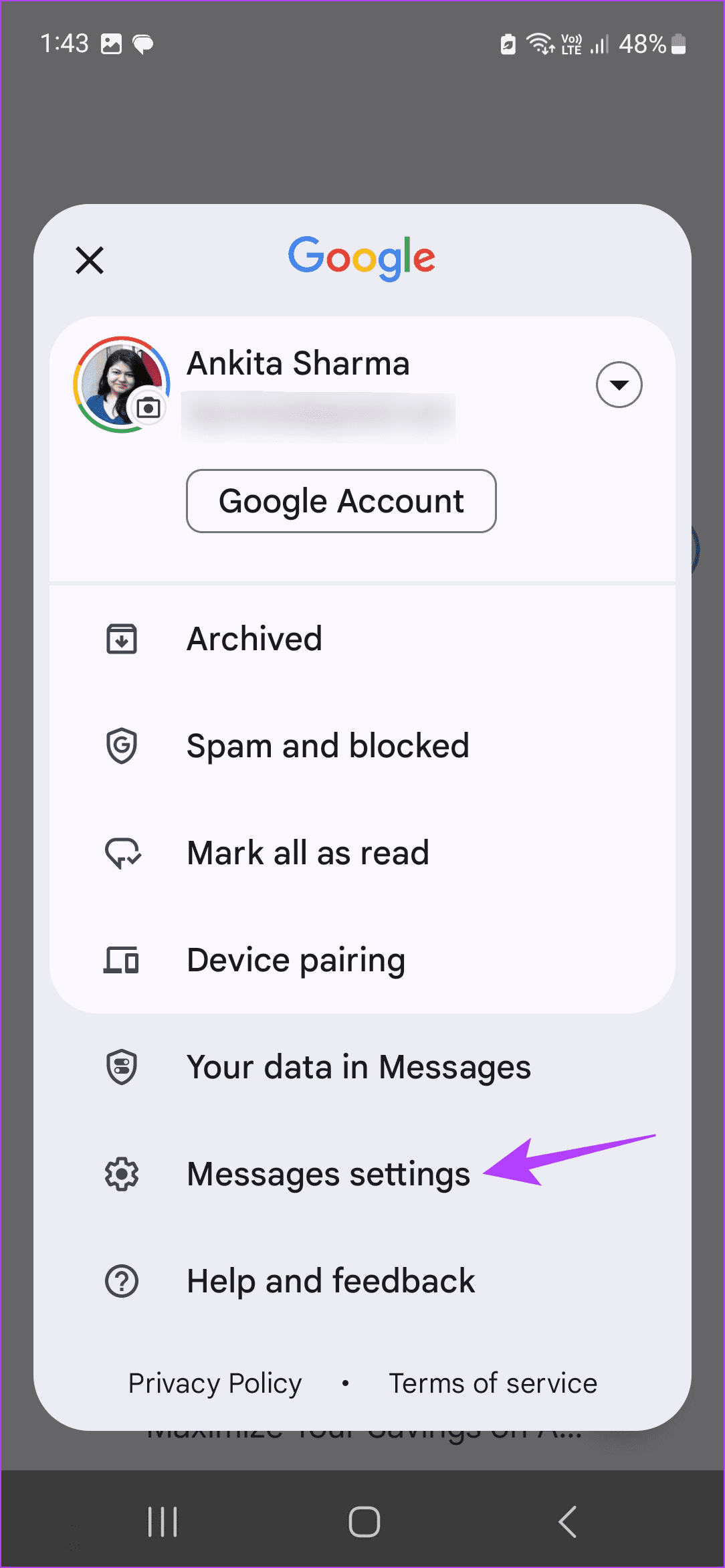 tap on Messages settings