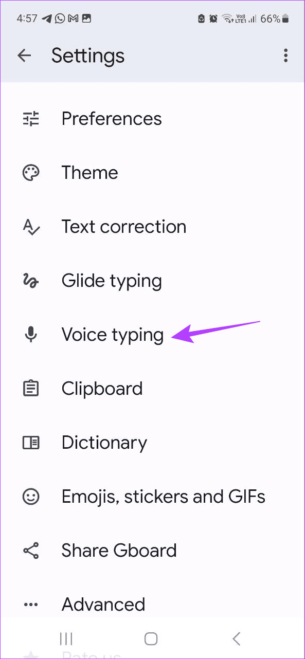 tap on Voice typing