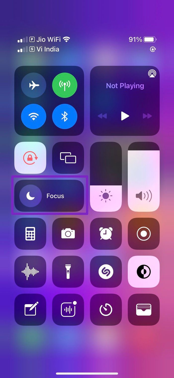 Tap on focus mode in control centre