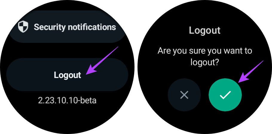 tap on logout and confirm