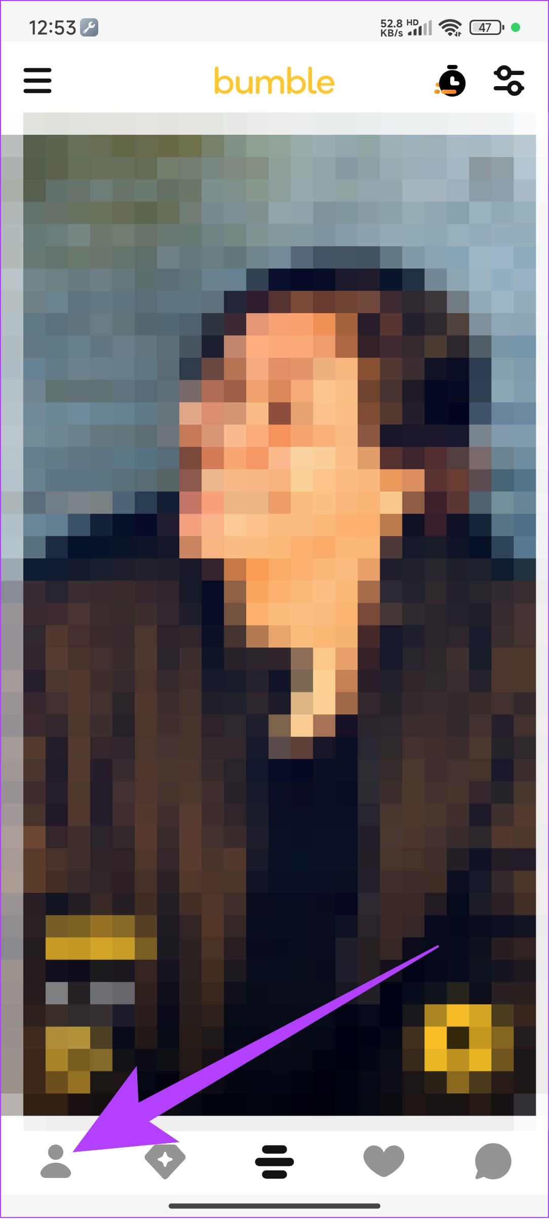 tap the profile button at the bottom left corner