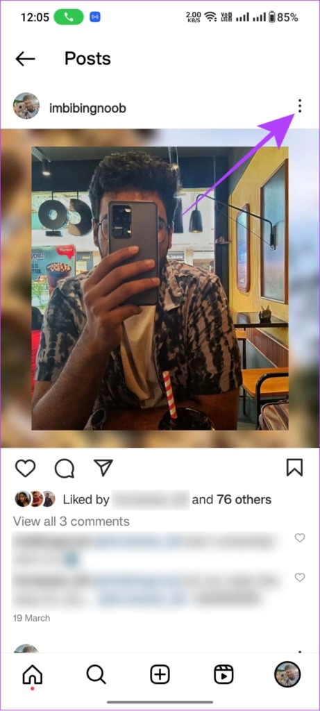 tap the three dots on the top right corner