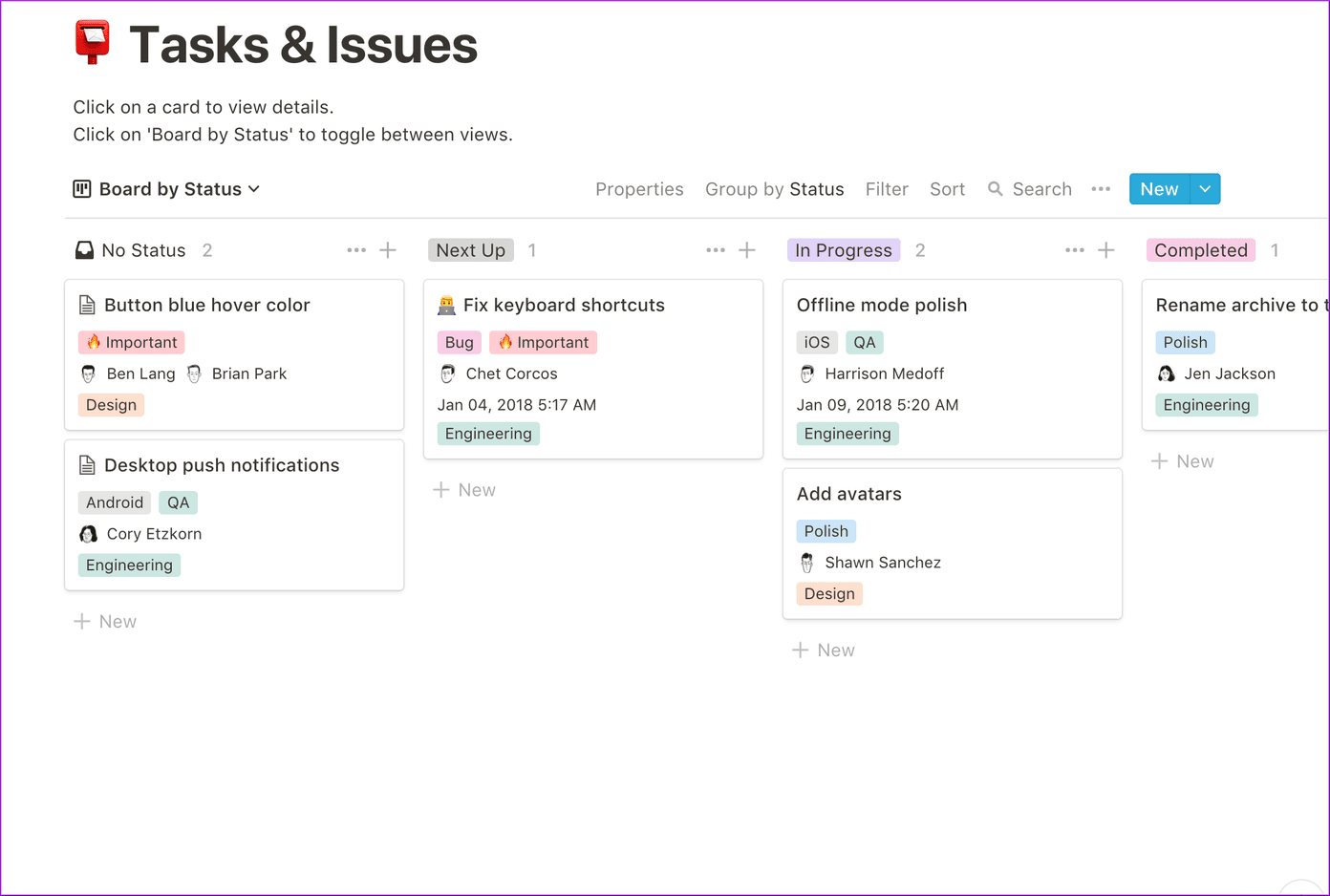 Tasks And Issues