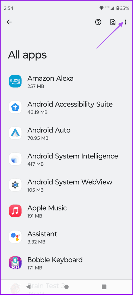 three dots all apps android 