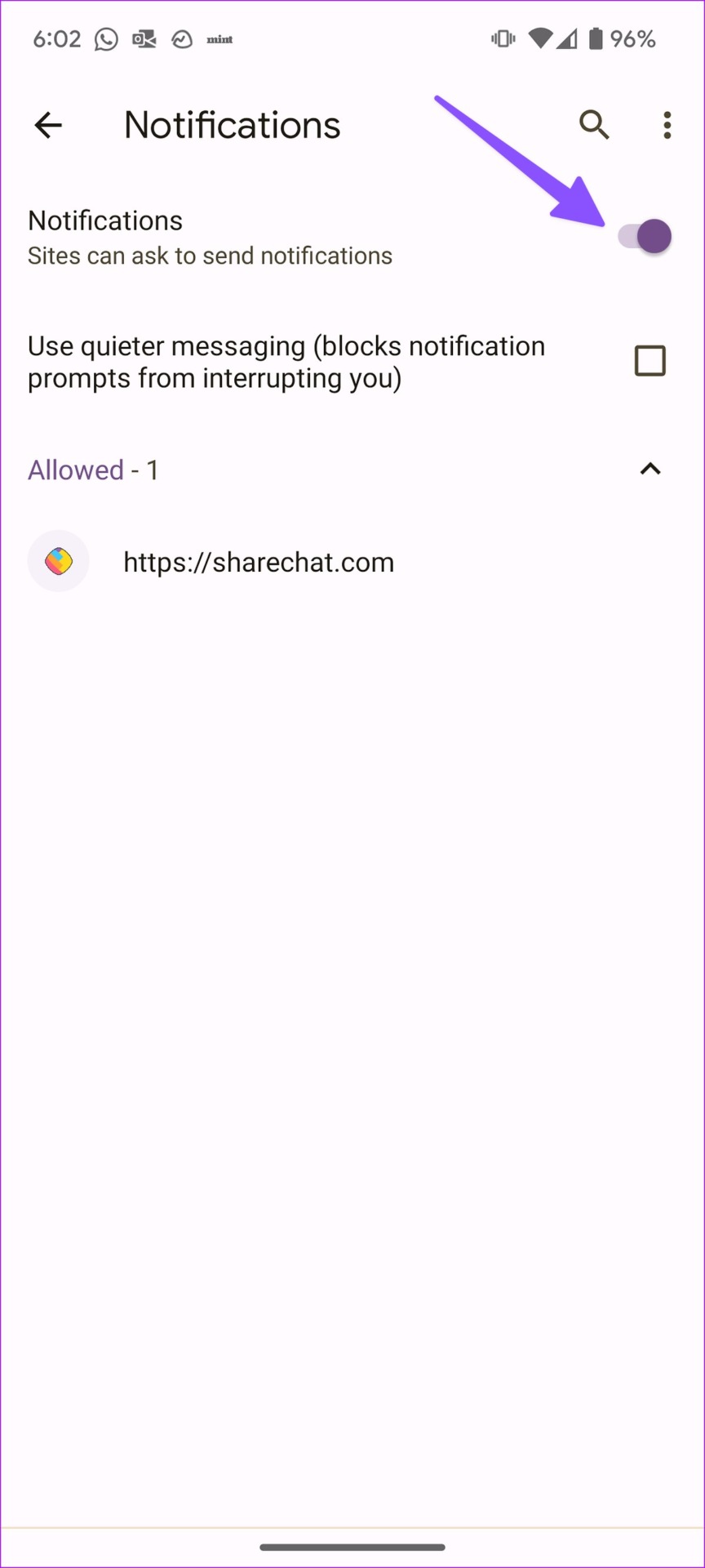 disable sites from asking alerts on chrome for android