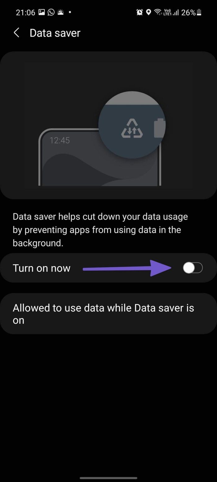 Turn on data saver mode
