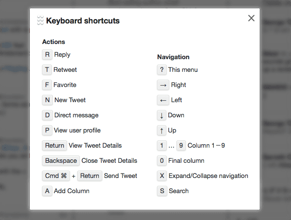 Tweetdeck Keyboard Shortcuts