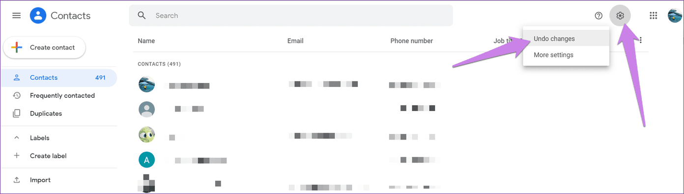 undo Google Contacts changes - 3