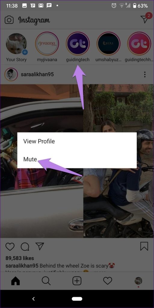 Mute someone's story on Instagram 