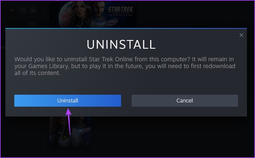 uninstall option again in steam client