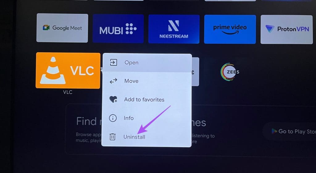 uninstall vlc from android tv