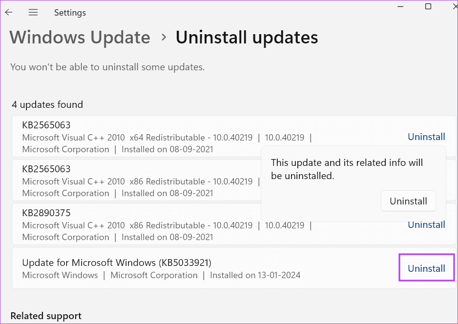 uninstall windows update 3