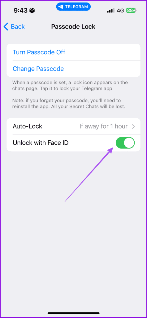 unlock with face id telegram iphone 1