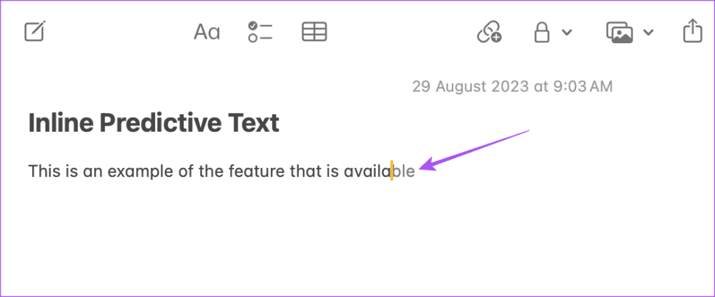 use inline predictive text Mac