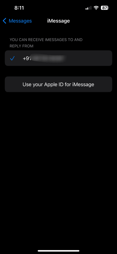 use phone number for imessage