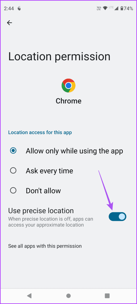 use precise location chrome android
