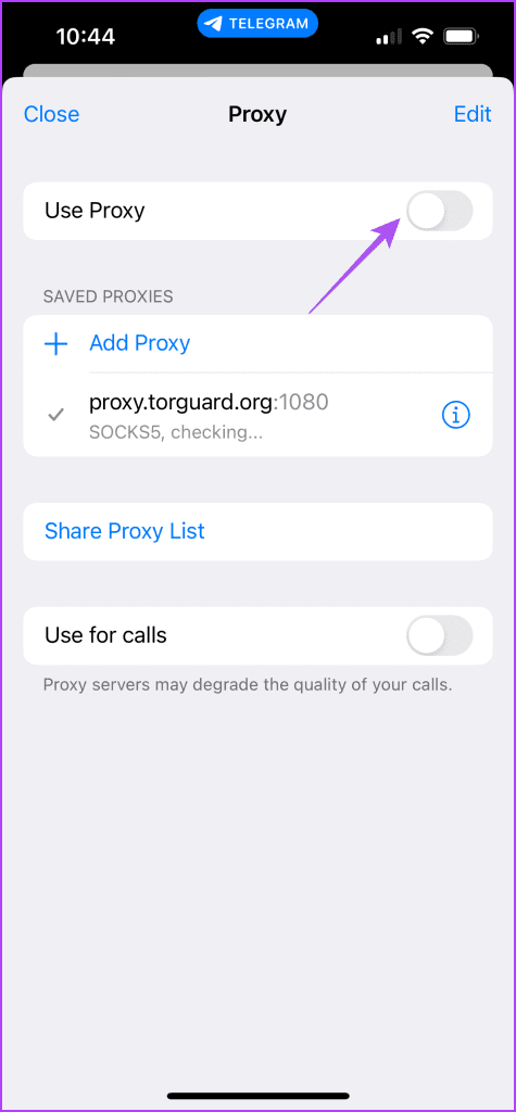 use proxy in Telegram iPhone