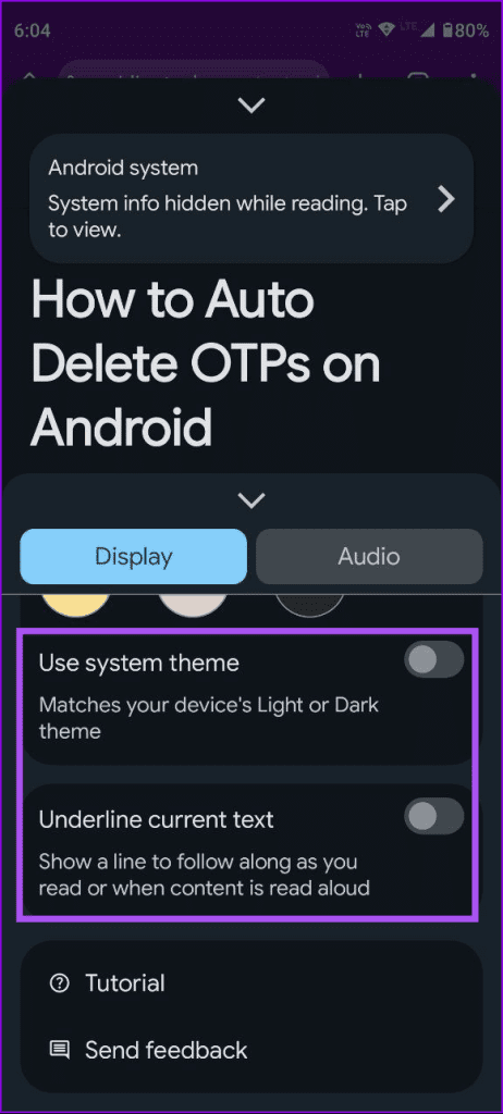 use system theme reading mode android