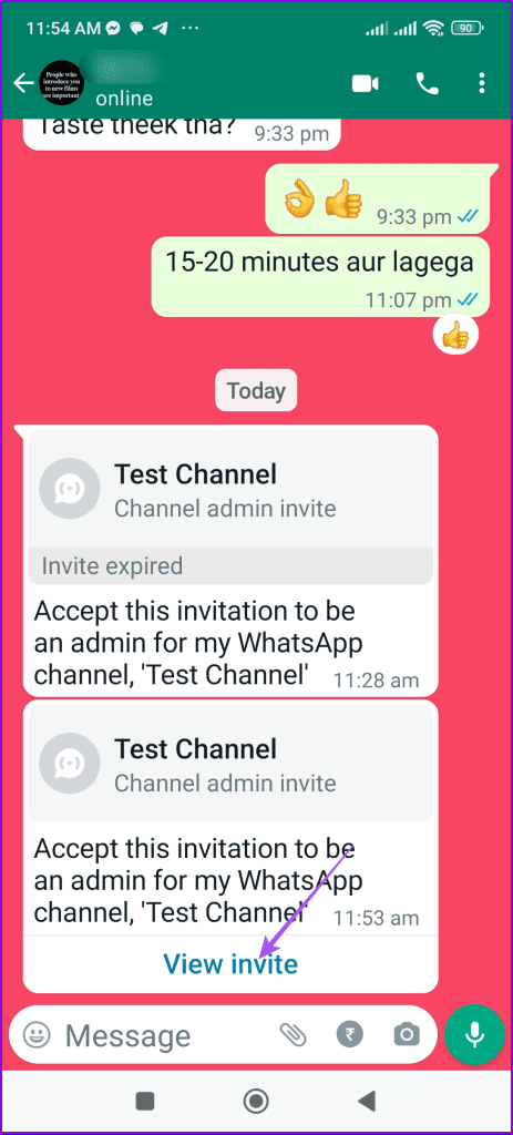 view invite whatsapp channel mobile