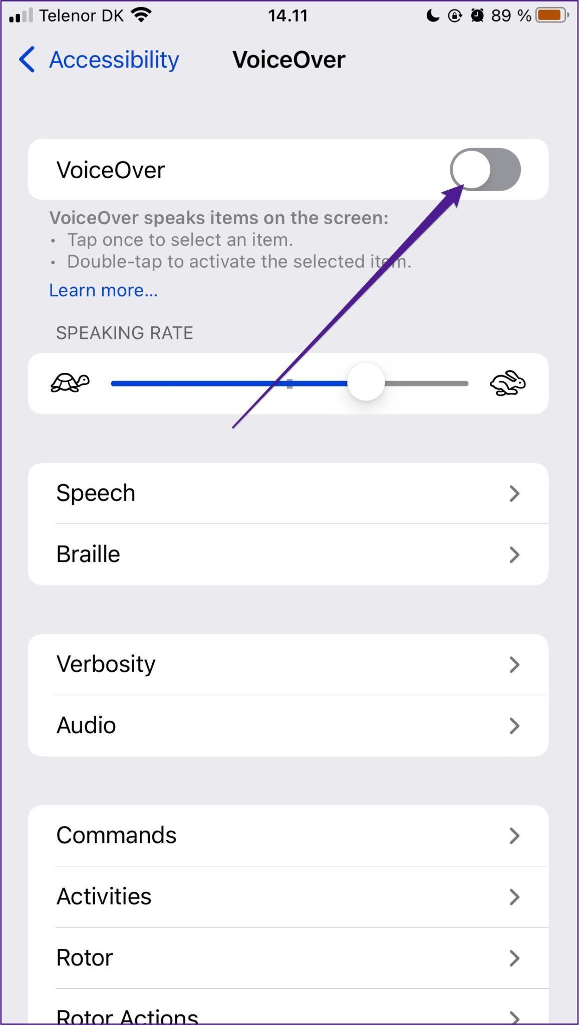 Voiceover toggles