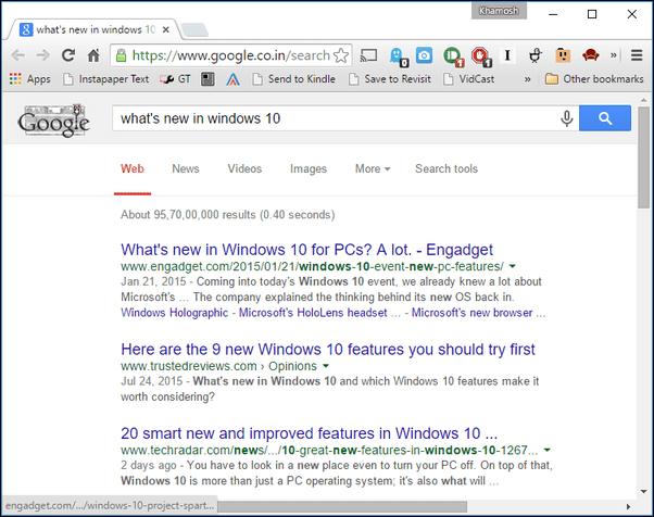 Web Search Opens In Google