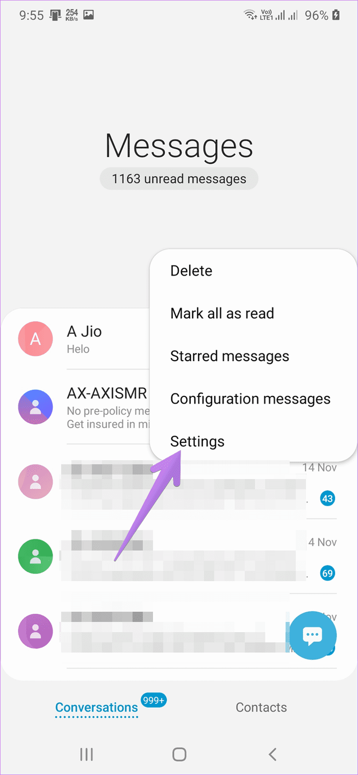 What are conversation categories samsung messages and how to edit delete them 2