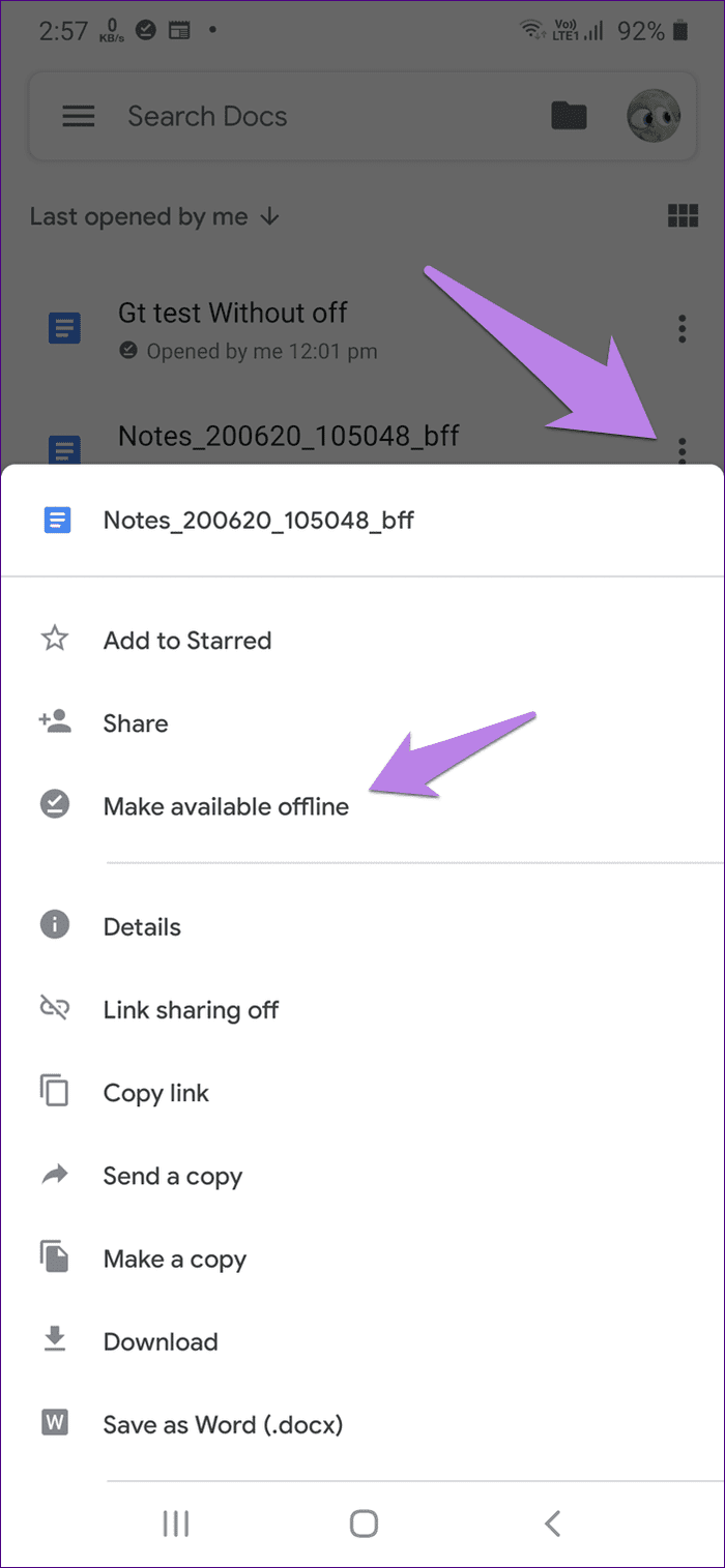 What does make available offline mean in google drive docs sheets slide 19
