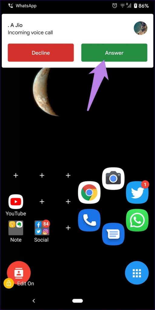 Answer WhatsApp call when the phone is unlocked