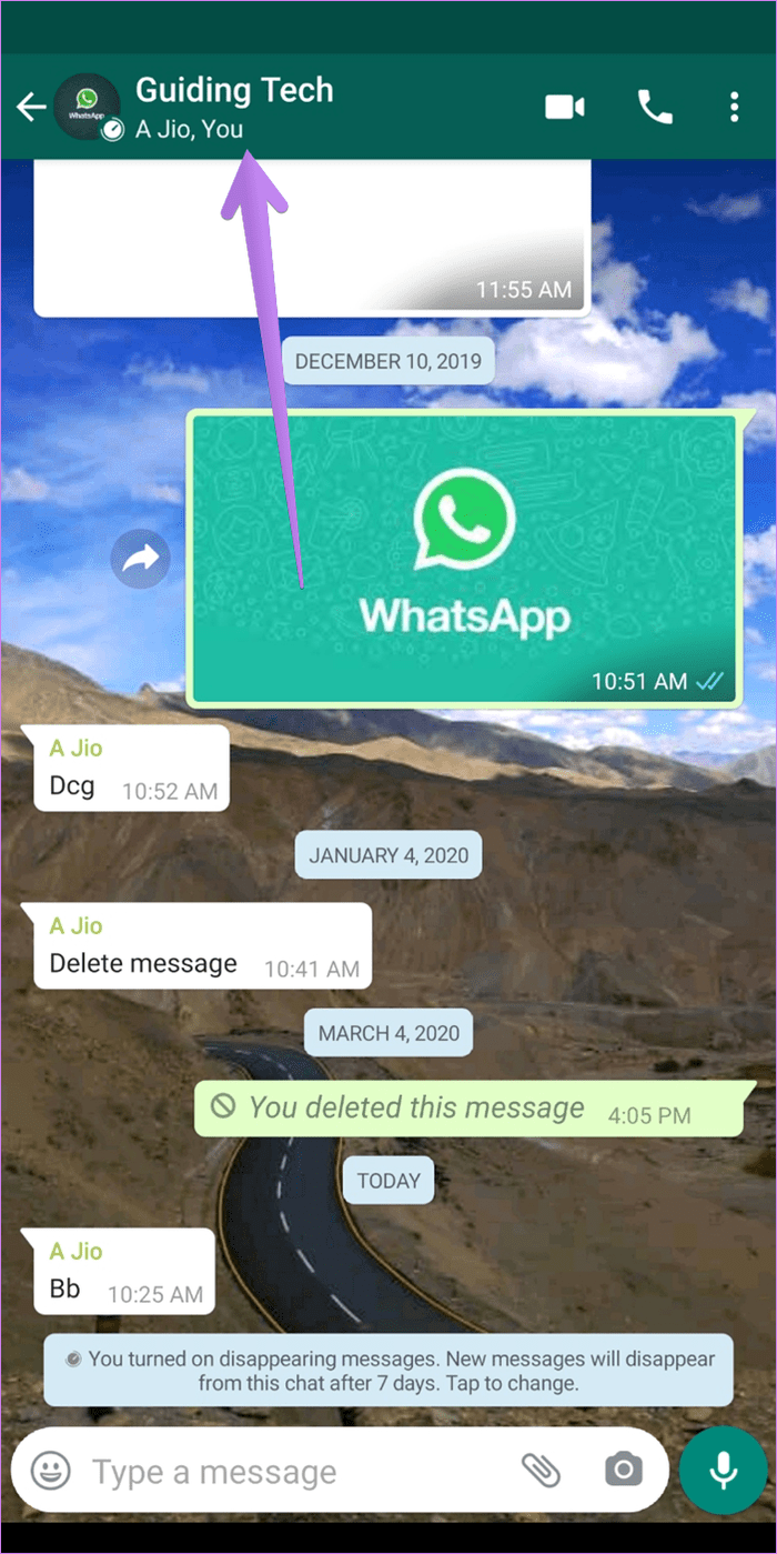 Whatsapp disappearing messages were turned off meaning 7