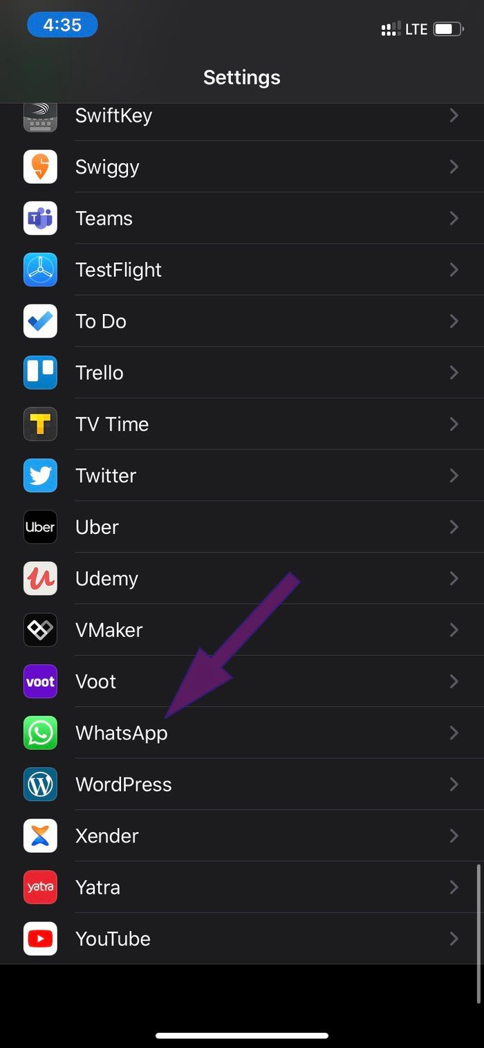 Whatsapp ios settings