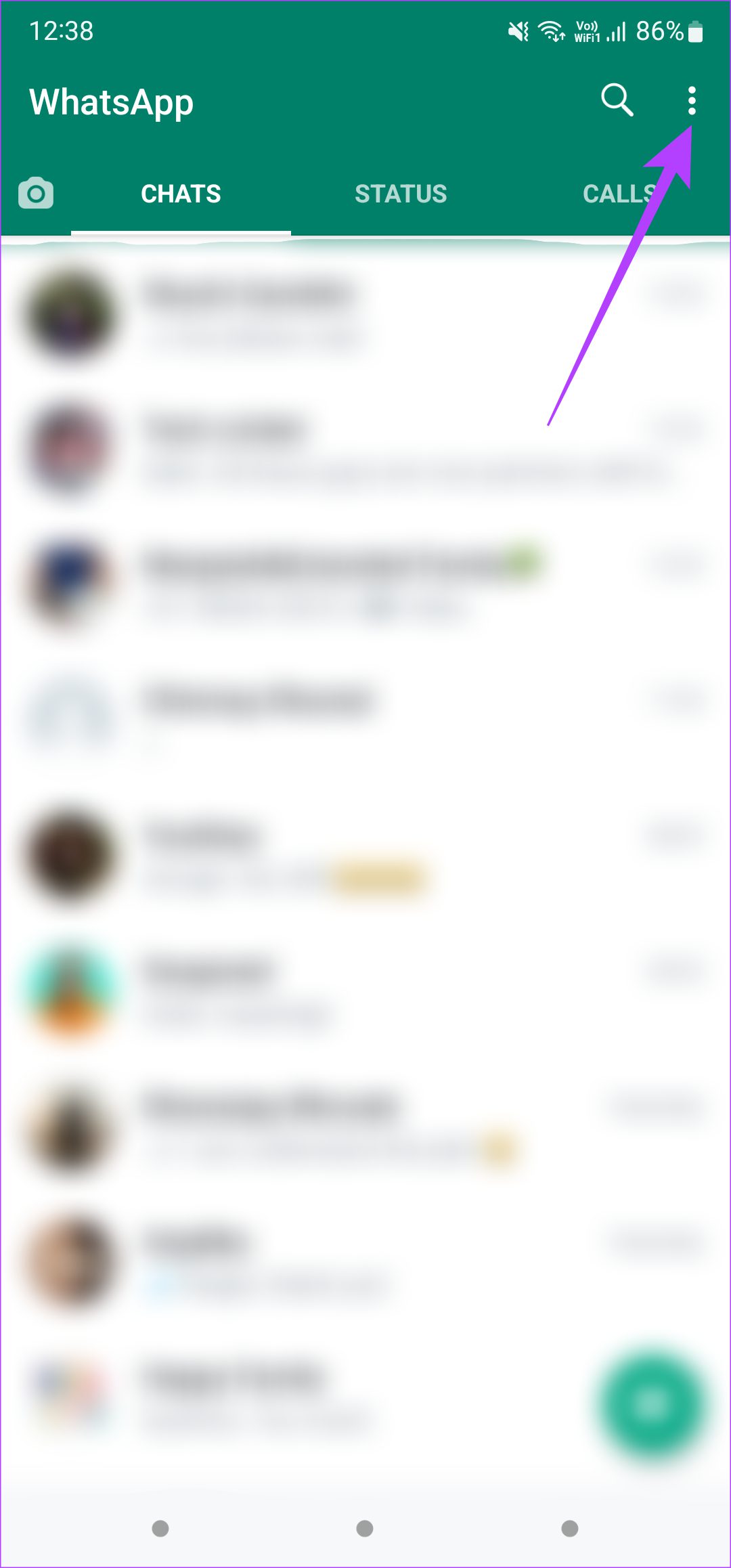 Wahtsapp three dot menu