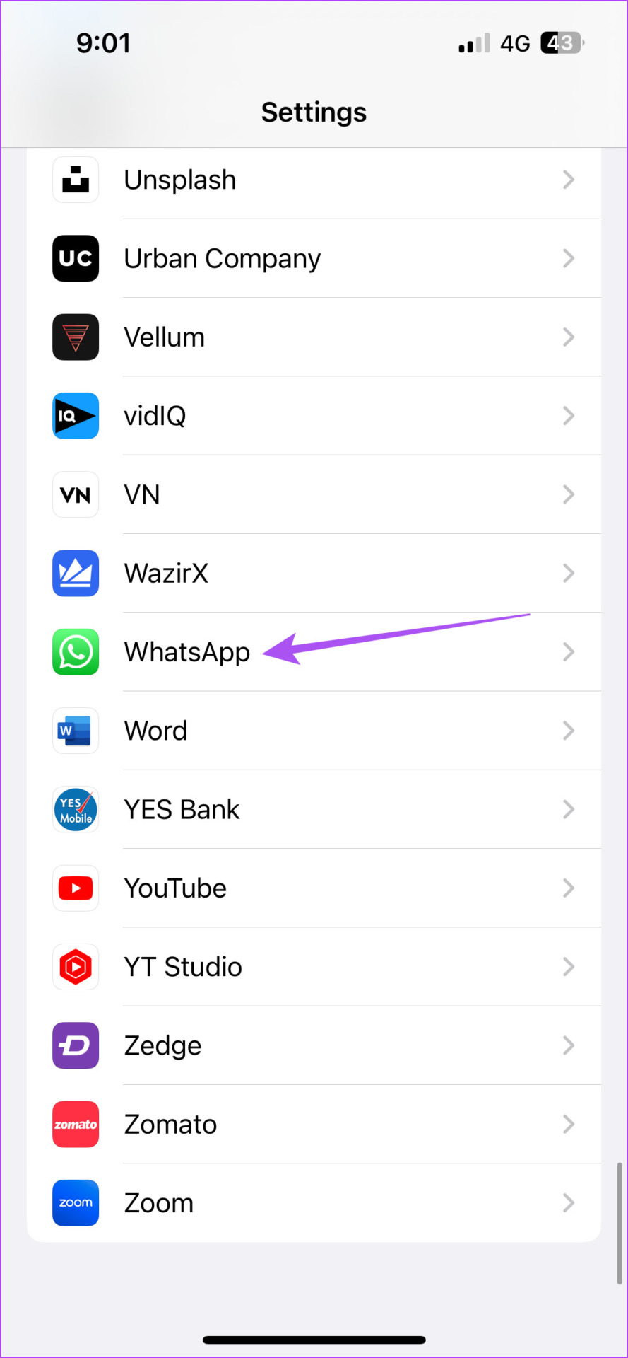 WhatsApp settings iPhone