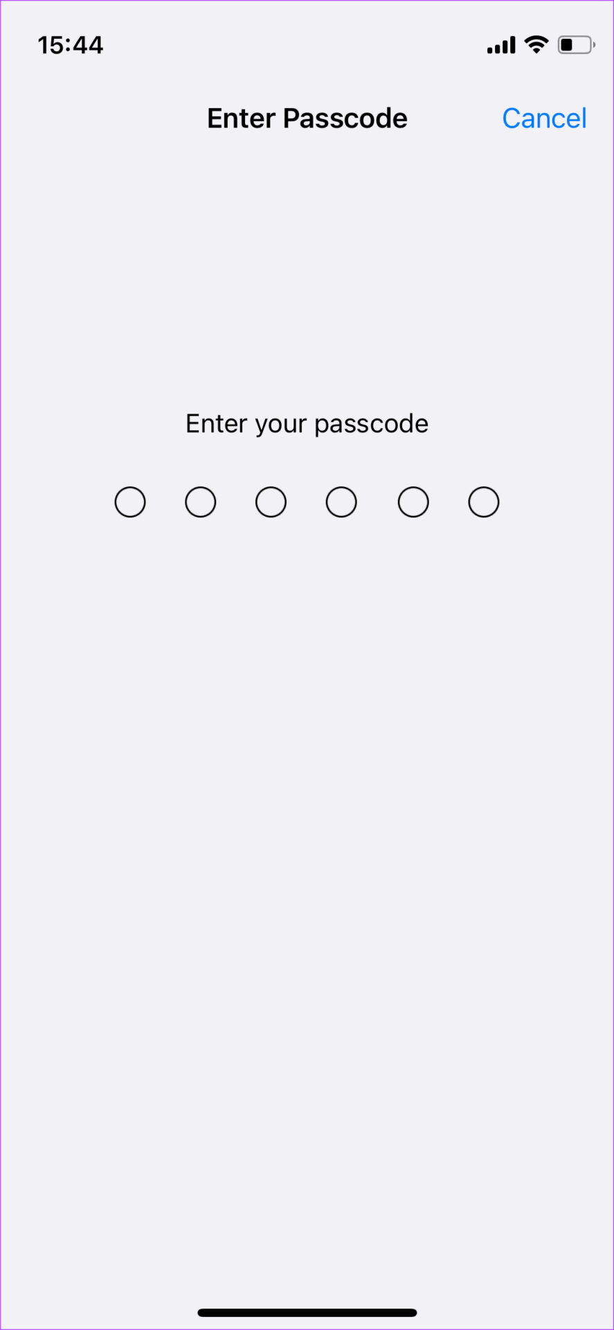 Enter passcode