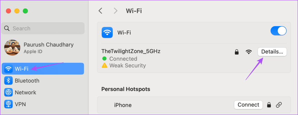 wifi settings details mac