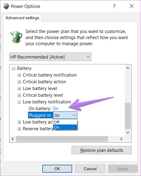 Windows 10 low battery notification not working 6
