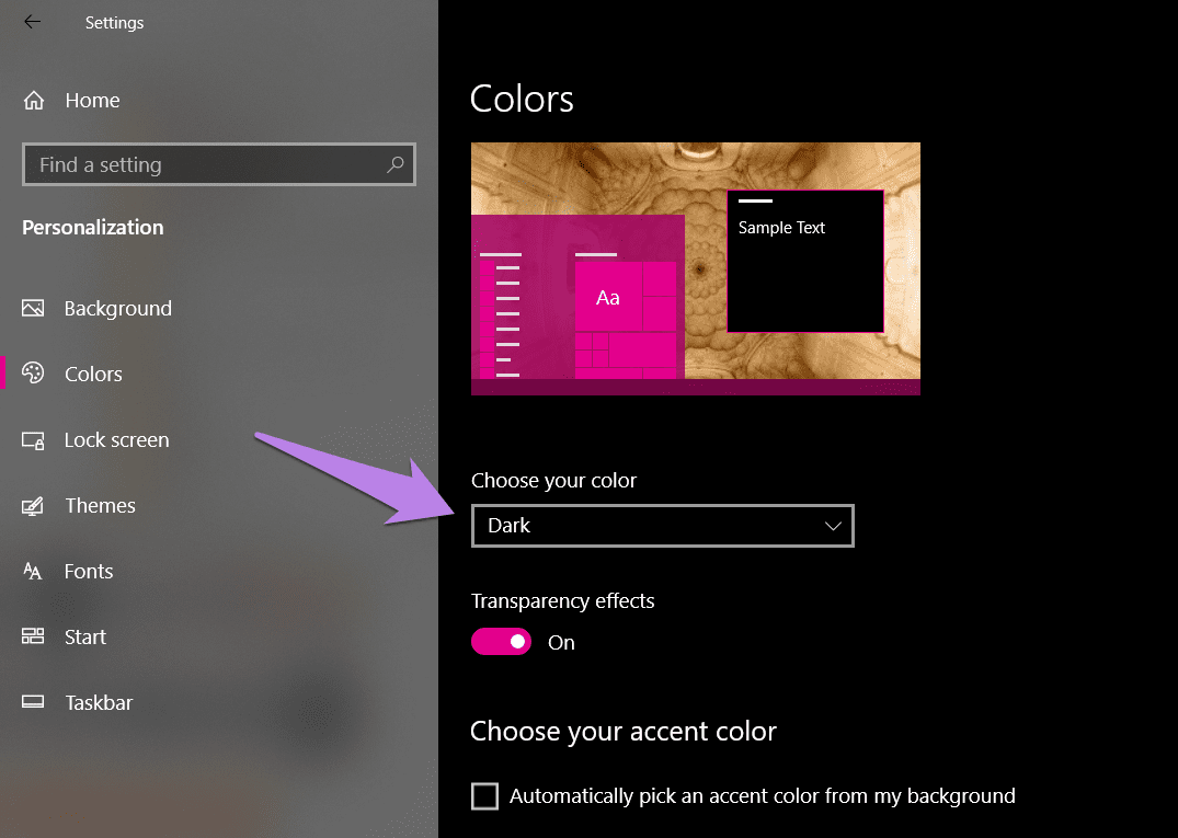 Windows 10 taskbar color not changing 3