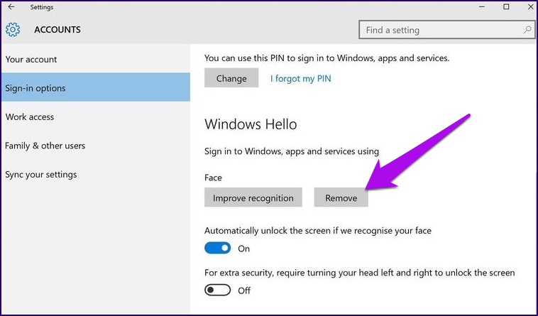 Windows Hello Why Use Settings Remove
