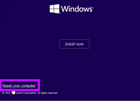 Windows setup repair your computer