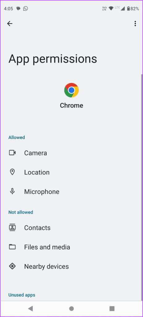 check camera and mic permissions web browser android