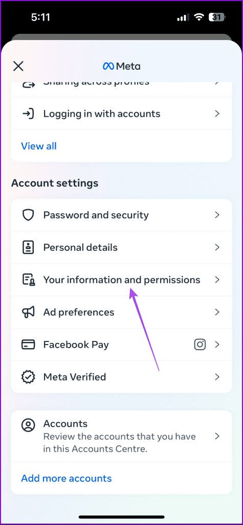 your information and permissions instagram 1